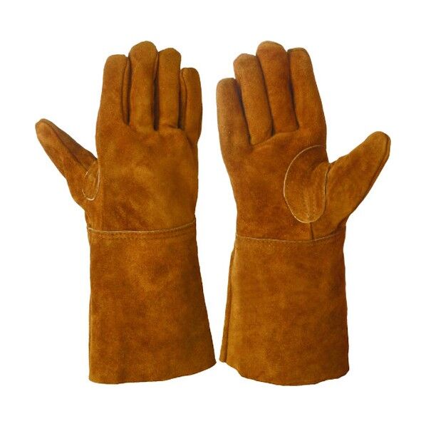 牛床革袖長オイル加工手袋(裏地付) 茶 フリー CS-900 1点