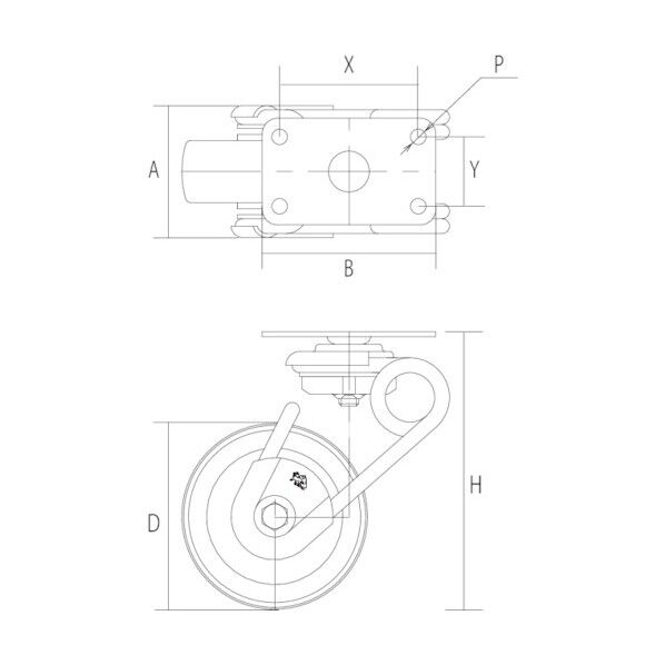 緩衝スプリングキャスター(ウレタン車) プレート式