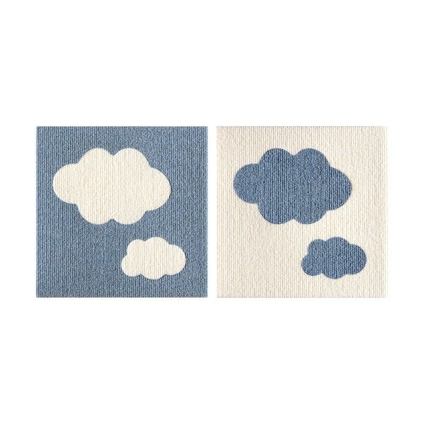 おくだけ吸着おあそびマット雲 2枚入 アイボリー+メランジブルー KX-63 1袋