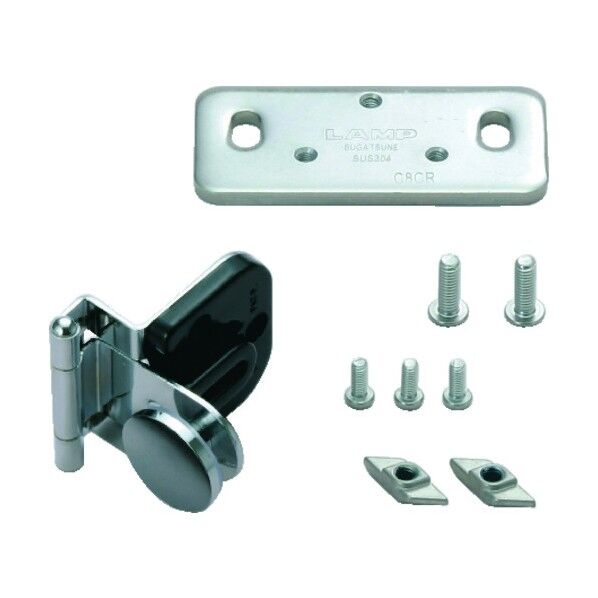170041601 キャッチ付ガラス蝶番アルミフレーム取付用セットAS-GHC34-8B-30-8