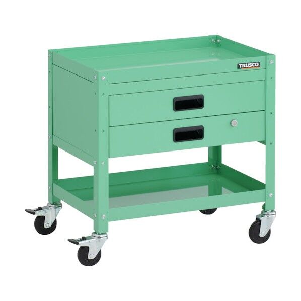 ラビットワゴン 600X400XH600 2段 2段引出 ゴム車輪 ヤンググリーン RBW-662X YG 1点