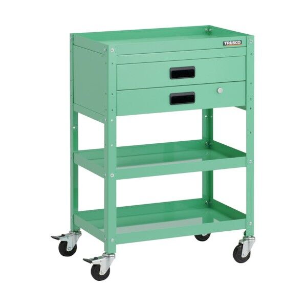 ラビットワゴン 600X400XH880 2段引出付 ゴム車輪 ヤンググリーン RBW-963X-YG 1点