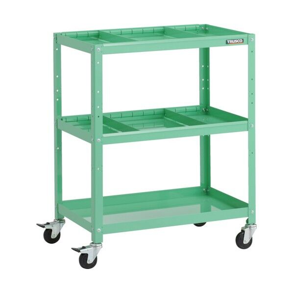 ラビットワゴン 700X450XH880 仕切板2段付 ゴム車輪 ヤンググリーン RBW-973S2-YG 1点