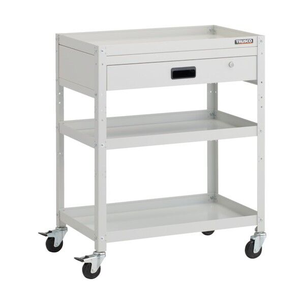 ラビットワゴン 700X450XH880 1段引出付 ゴム車輪 ホワイト RBW-973V-W 1点