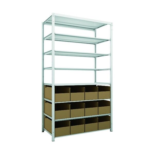 K1型抗菌塗装高密度収納棚 H2200XW1250XD625 8段 ビン12個付 K1-7468A12 1点