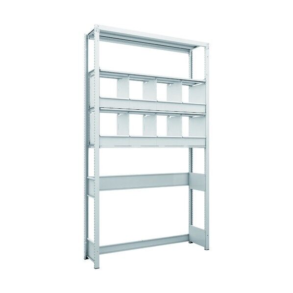 K1型抗菌塗装高密度収納棚 下段開放型 H2200XW1250XD325 4段 仕切りトレ-8個付 K1-U7434D8 1点