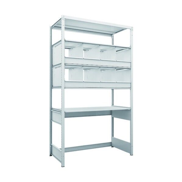 K1型抗菌塗装高密度収納棚 下段開放型 H2200XW1250XD625 5段 仕切りトレ-8個付 K1-U7465C8 1点