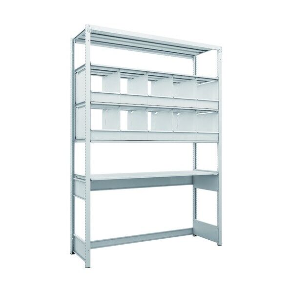 K1型抗菌塗装高密度収納棚 下段開放型 H2200XW1550XD475 5段 仕切りトレー10個付 K1-U7545C10 1点