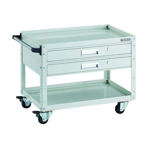 イーグルワゴン 750X500 引出2段付 4輪自在 ホワイト EGW-672V2J-W 1点