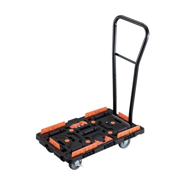 連結式樹脂製平台車 ビートル 700X450 自在3輪 内2輪ストッパー付 脱着式ハンドル付 柵 とめたろう付 BT700KJ3S2H-E100T 1点