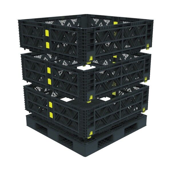 パレットボックス マルチステージコンテナ3段セット メッシュタイプ