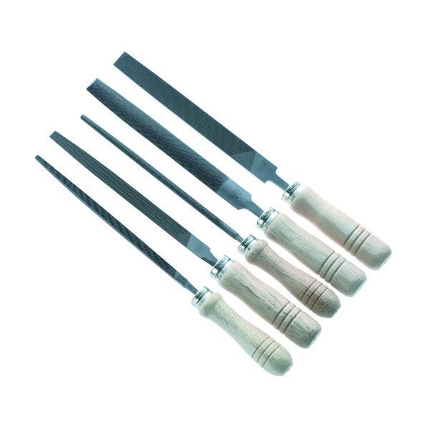 鉄工用ヤスリ 木柄付 5種類セット 中目 150 TST15002S 5本