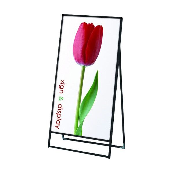 ブラックバリウススタンド看板 アルミ複合板タイプ 900×1800片面 ブラック 936×640×1860mm BVASKAP900X1800K 1点