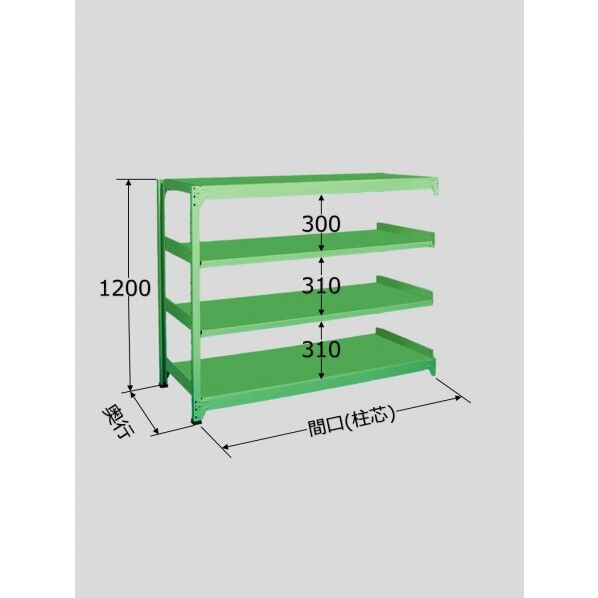 中軽量棚ML型 グリーン 900×900×1200mm ML8164R 1台