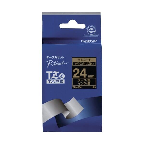 ブラザー販売 Tzeテープ 金文字/黒地/24mm TZE-354 1点
