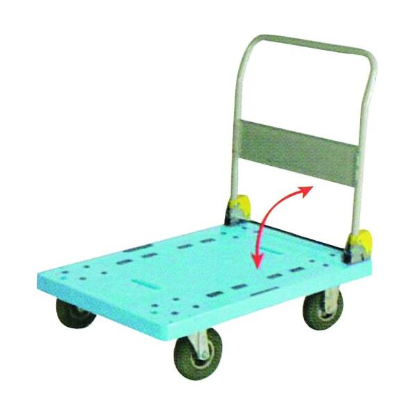 大型環境静音樹脂台車 ハンドル折りたたみ式 空気入りタイヤ付