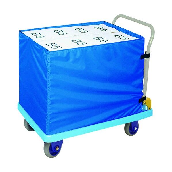 大型環境静音樹脂台車 ハンドル折りたたみ式 折りたたみ収納箱付(フタ無)