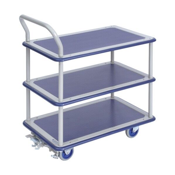 小型スチール3段台車 フットブレーキ付