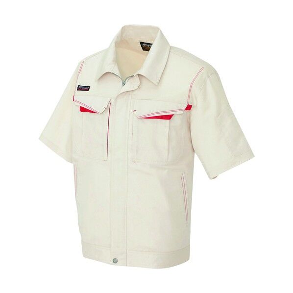 半袖ブルゾン（男女兼用） 002ベージュ×ワインレッド 3L 5551 1