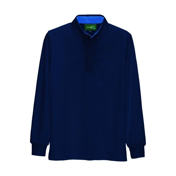 制電長袖ボタンダウンポロシャツ（男女兼用） 008ネイビー L 50012 1