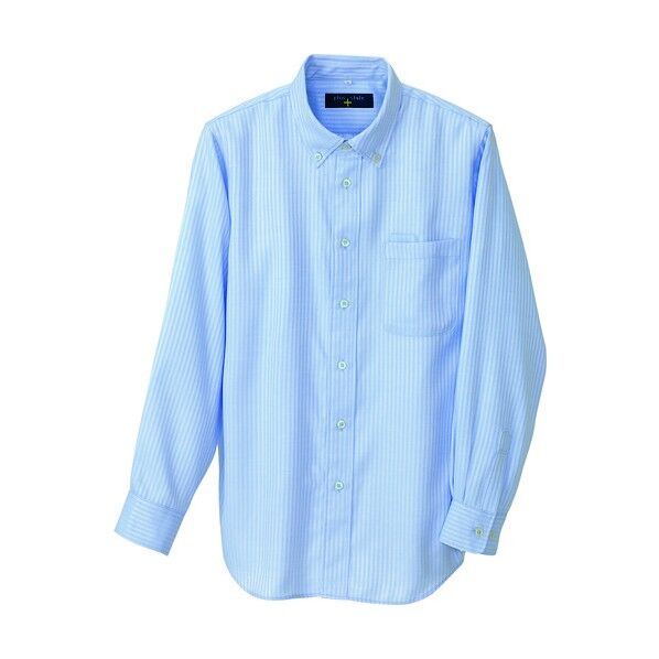 長袖ボタンダウンシャツ(ヘリンボーン)(男女兼用) 007サックス(在庫限り) S 50403 1