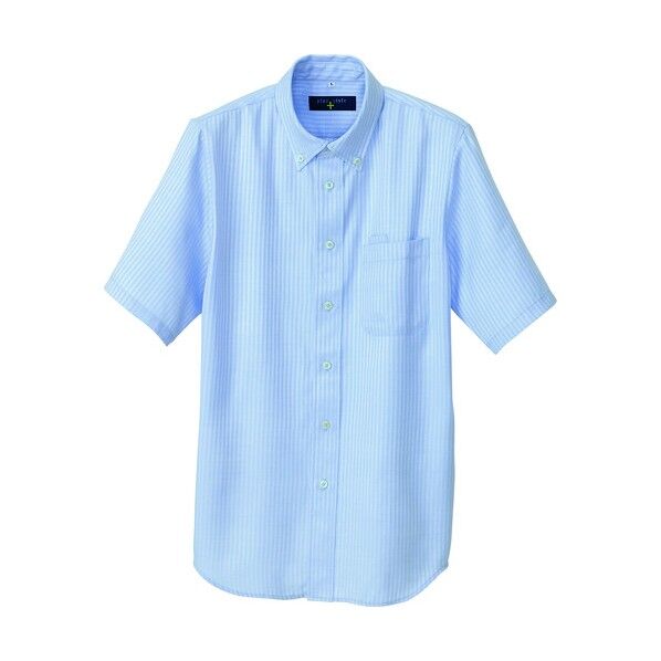 半袖ボタンダウンシャツ(ヘリンボーン)(男女兼用) 007サックス(在庫限り) M 50404 1