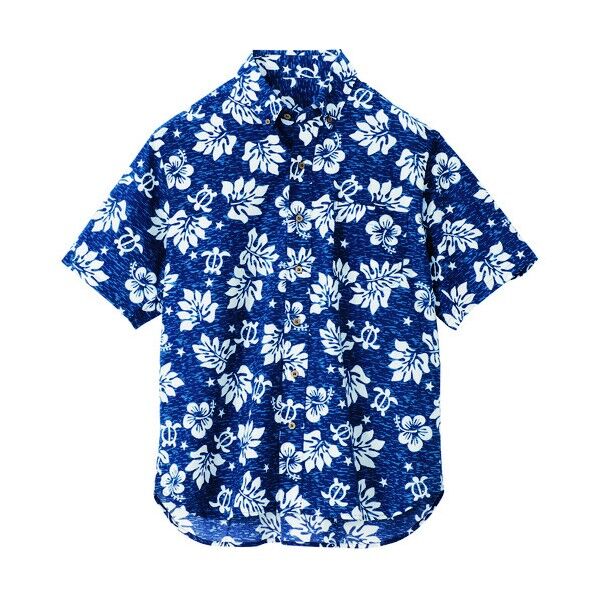 ボタンダウンアロハシャツ(ハワイの夜)(男女兼用)AZ56109-008ネイビー4L 008ネイビー 4L 56109 1