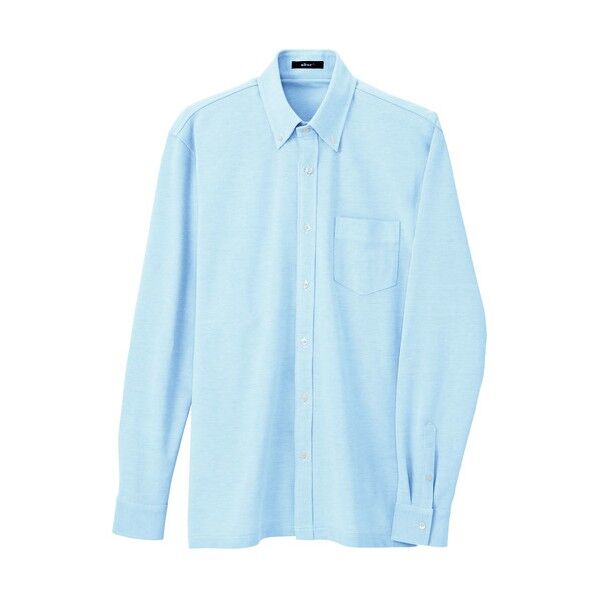 長袖ニットボタンダウンシャツ(男女兼用) 007サックス L 7853 1