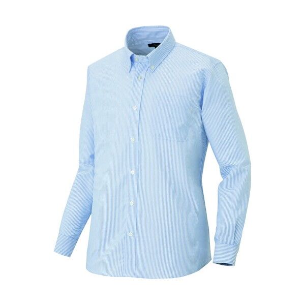 メンズ長袖オックスボタンダウンシャツ 107サックスストライプ S 7870 1