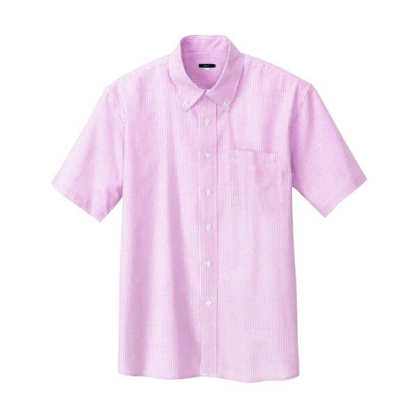 メンズ半袖オックスボタンダウンシャツAZ7872-160ピンクストライプM 160ピンクストライプ M 7872 1