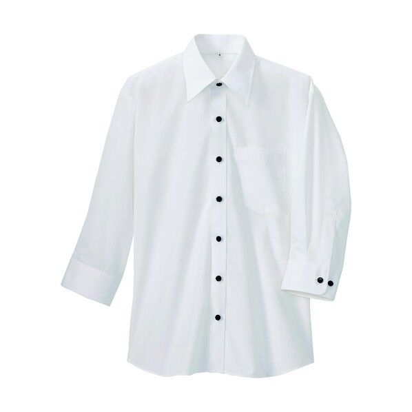 七分袖シャツ(男女兼用) 001ホワイト SS 8022 1