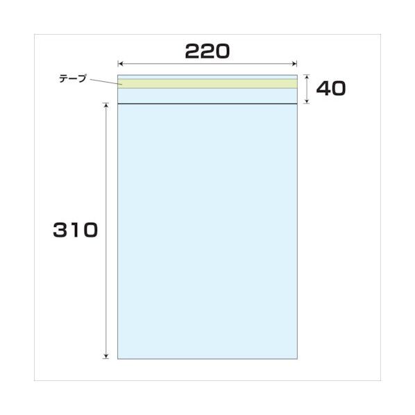OPP テープ付袋 厚み0.03 幅220x長さ310mm 6300008030 1000枚