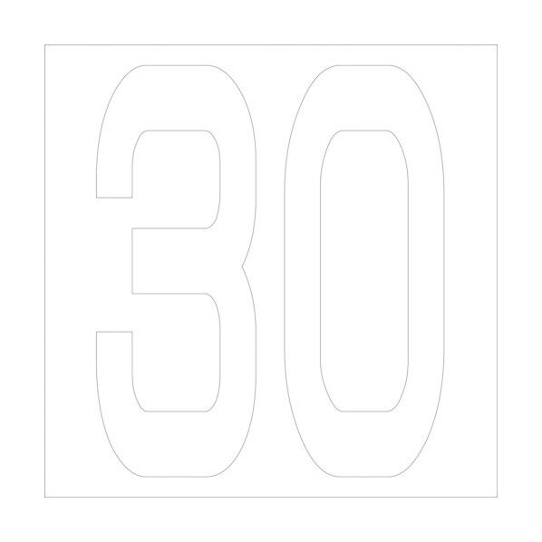 カッティングステッカー 数字30 文字高100mm 白 6300005741 1点