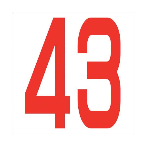カッティングステッカー 数字43 文字高100mm 赤 6300005844 1点
