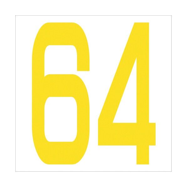 カッティングステッカー 数字64 文字高100mm 黄 6300006045 1点