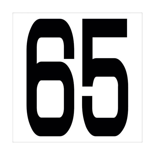 カッティングステッカー 数字65 文字高100mm 黒 6300005686 1点