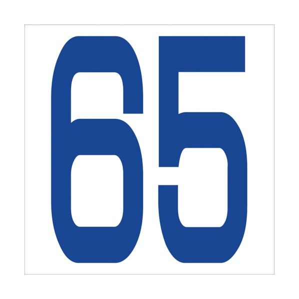 カッティングステッカー 数字65 文字高100mm 青 6300005956 1点