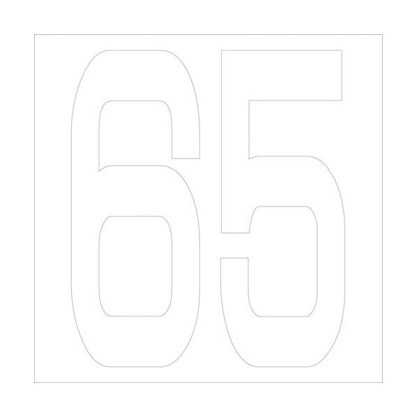 カッティングステッカー 数字65 文字高100mm 白 6300005776 1点