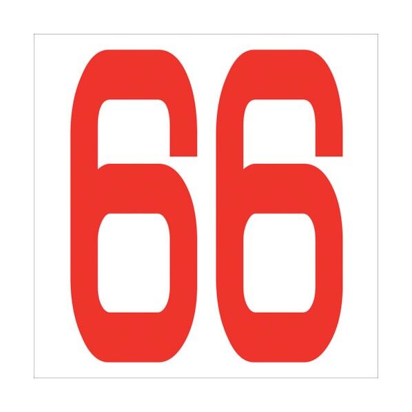 カッティングステッカー 数字66 文字高100mm 赤 6300005867 1点