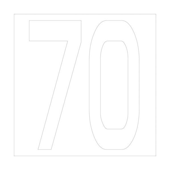 カッティングステッカー 数字70 文字高100mm 白 6300005781 1点