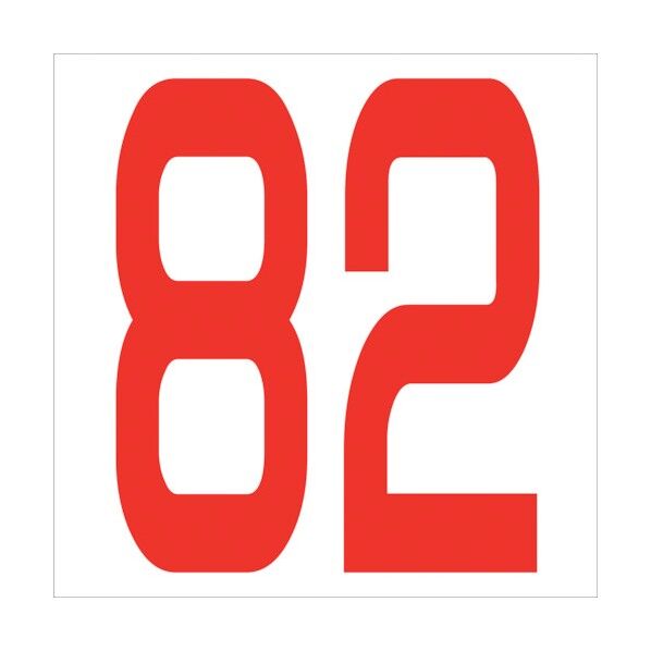 カッティングステッカー 数字82 文字高100mm 赤 6300005883 1点