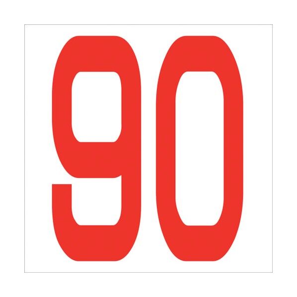 カッティングステッカー 数字90 文字高100mm 赤 6300005891 1点