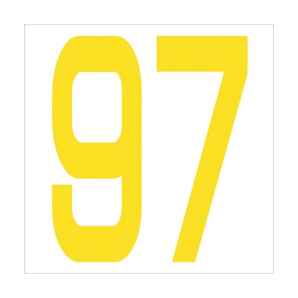 カッティングステッカー 数字97 文字高100mm 黄 6300006078 1点