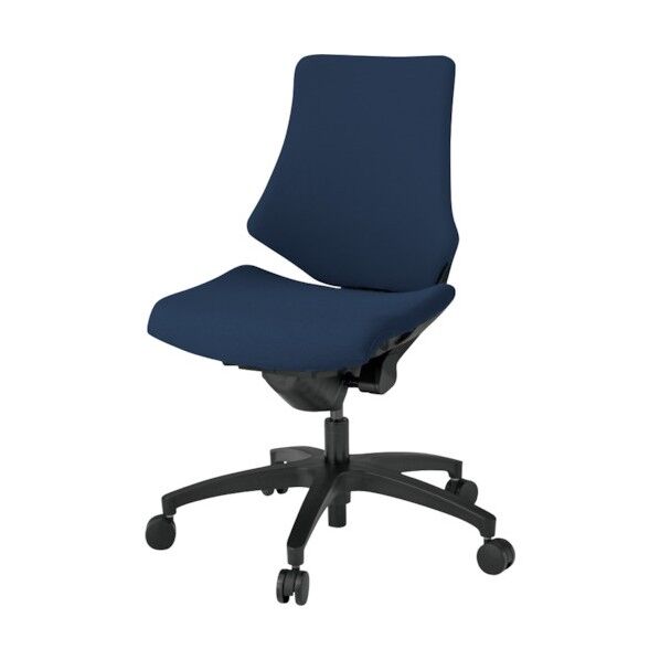 エフチェア クロスバック ローバック 脚ブラック・布地ネイビーブルー KG-140PS-T1B2 1点