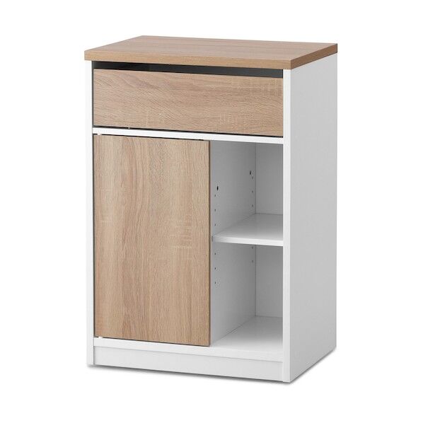 288579 ウッドサイドチェスト キャスター付き ウォームホワイト/ライトナチュラル WSC-468-NA (288579) 1点