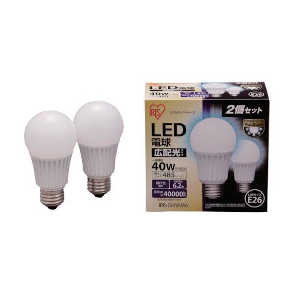 LED電球2個セット広配光昼白色485lm LDA6N-G-V6-2P 2個