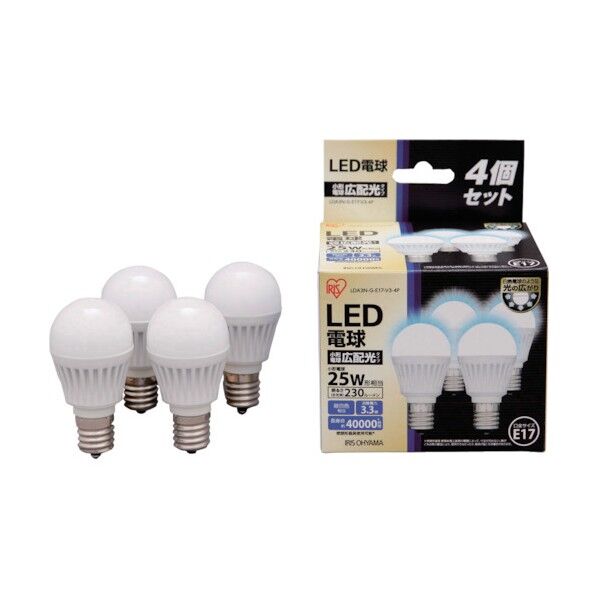 ＬＥＤ電球Ｅ１７広配光２３０ｌｍ４個セット昼白色