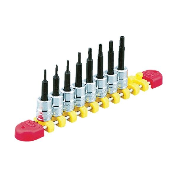 6.3sq.ロングT型いじり止めトルクスビットソケットセット(8個組)