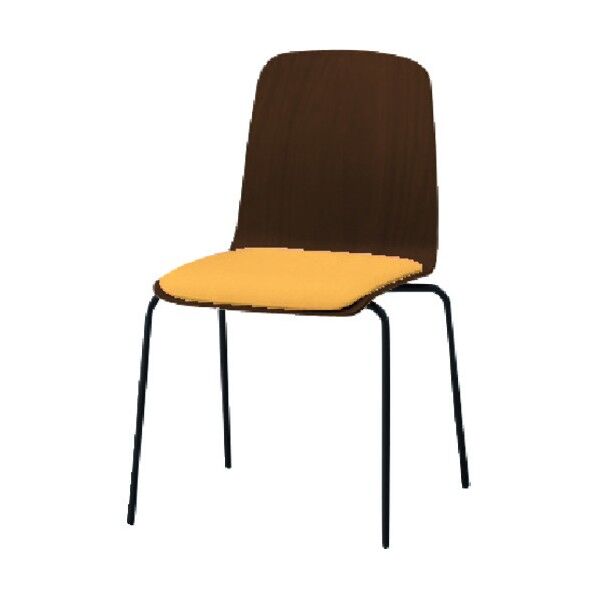 ノットワーク 背座一体スタッキングチェア クッション付 背座色ラスティックビーチD・脚サテンブラック・布地ソフトイエロー KLL-120C-TNY5 1点