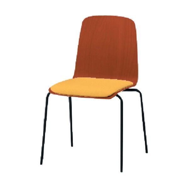 ノットワーク 背座一体スタッキングチェア クッション付 背座色ラスティックビーチM・脚サテンブラック・布地ソフトイエロー KLL-120C-TTY5 1点